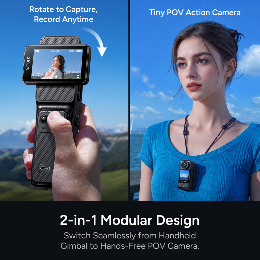 SJCAM C400 PRO 4K/30FPS Professional Vlogging Camera, Enhanced 1/1.8inch Ultra-Clear Sensor, 7H Recording Action Cam, 6-Axis Gyro + EIS, 2.29'' Rotatable Touch Screen, 30M Waterproof