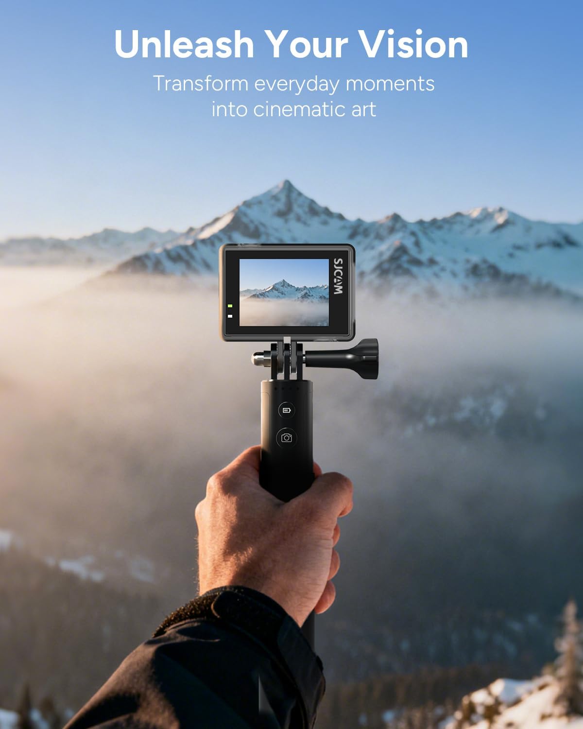 SJCAM SJ6 Ultra Essential Combo, 4K Action Camera, 20MP Dual Screen Vlog Camera with SteadyMotion 2.0 & 45° Horizon Correction, 166° FOV, Voice Control, 5G WiFi, 98FT Underwater Waterproof Camera