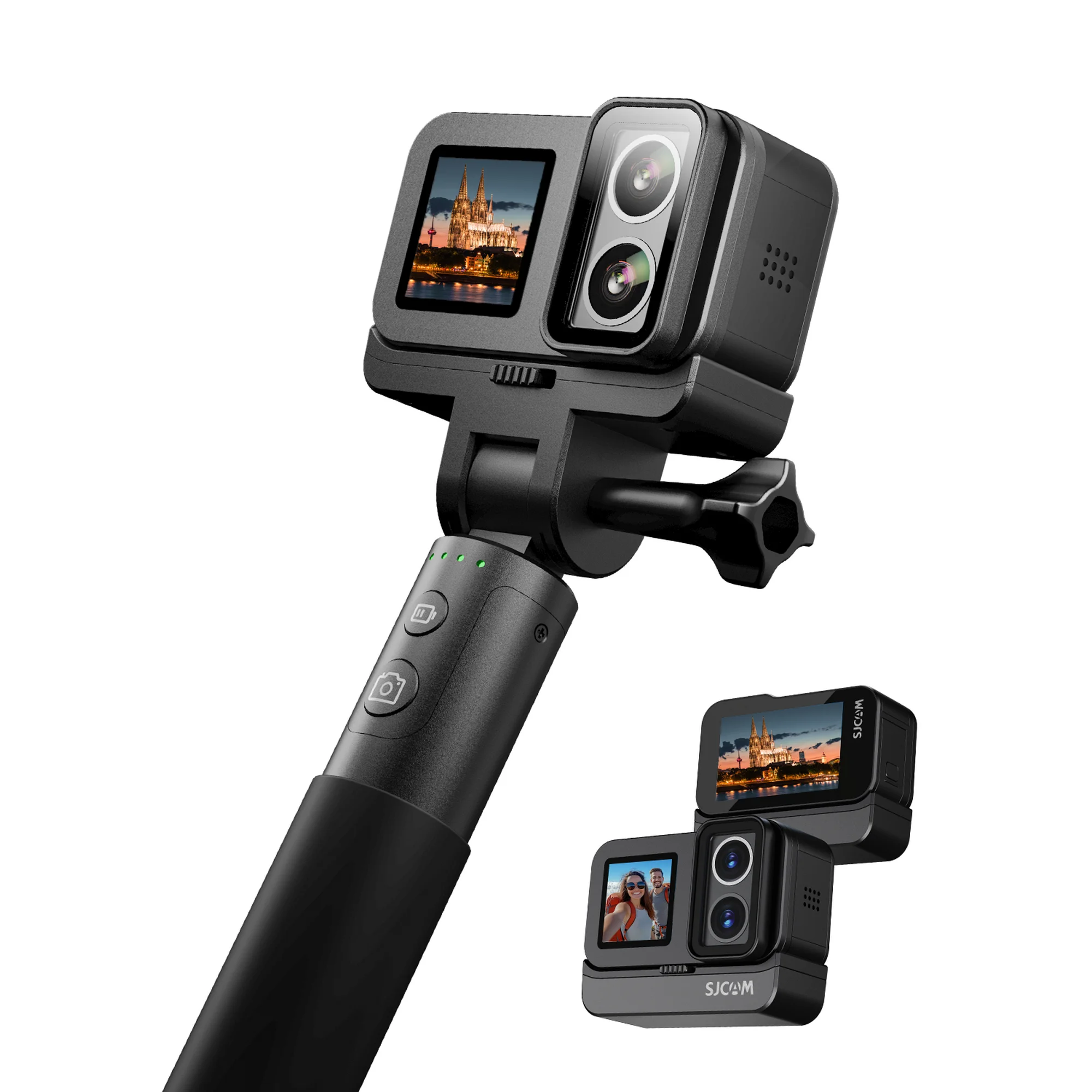 SJCAM SJ20 SUPERNIGHT 4K Dual Lens Action Camera, 6-Axis Gyro Stabilization, F1.3/F2.0 Aperture, 154° FOV, 8H Power Selfie Stick, Low Light HDR, 8X Zoom, Waterproof 30M for Motorcycling/Travel