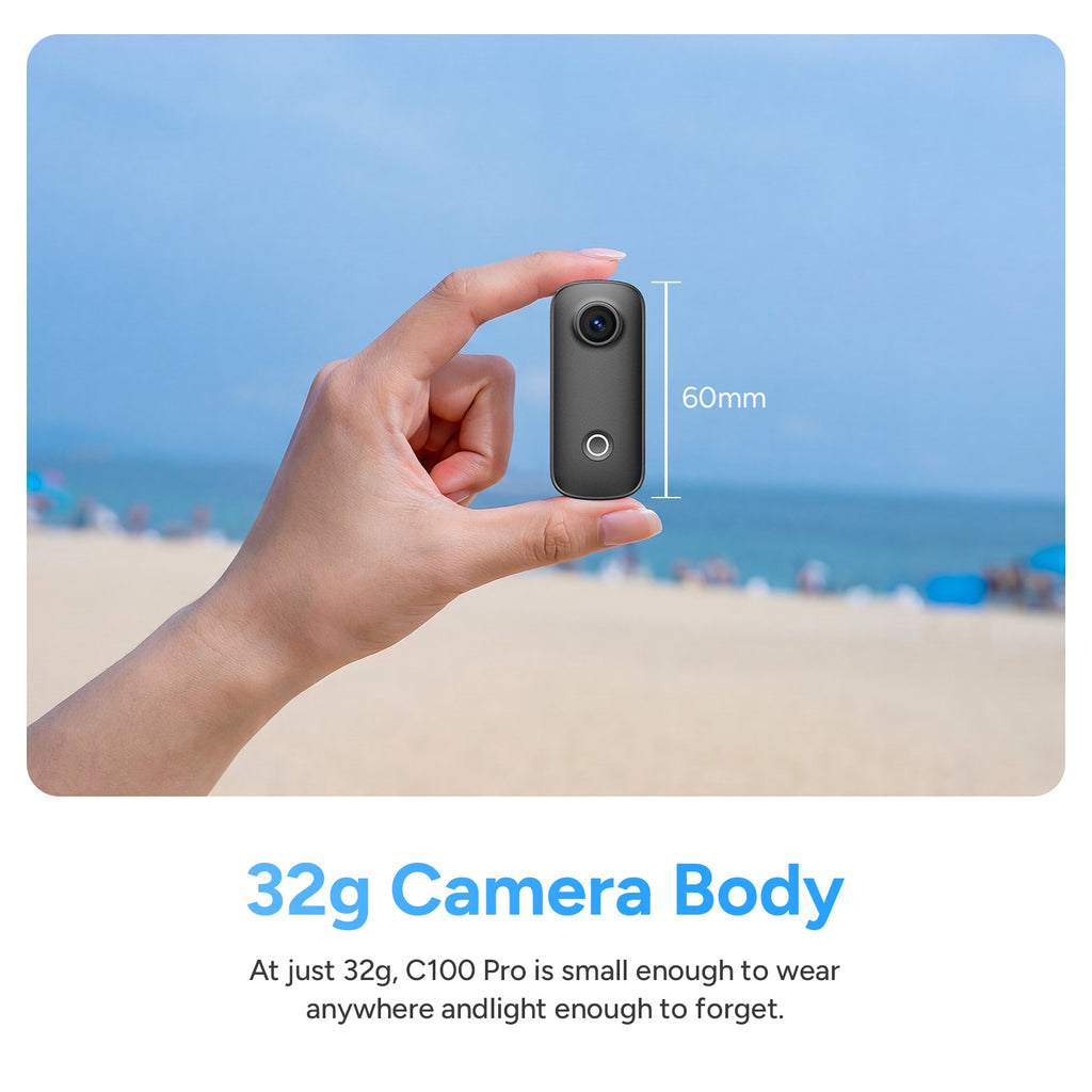 SJCAM C100+ Pro 4K Mini Action Camera, Ultra-Lightweight Thumb Cam with EIS Stabilization, Magnetic Wearable Body Camera for Travel Vlogging & POV Sports, 30m Waterproof with Case, Black