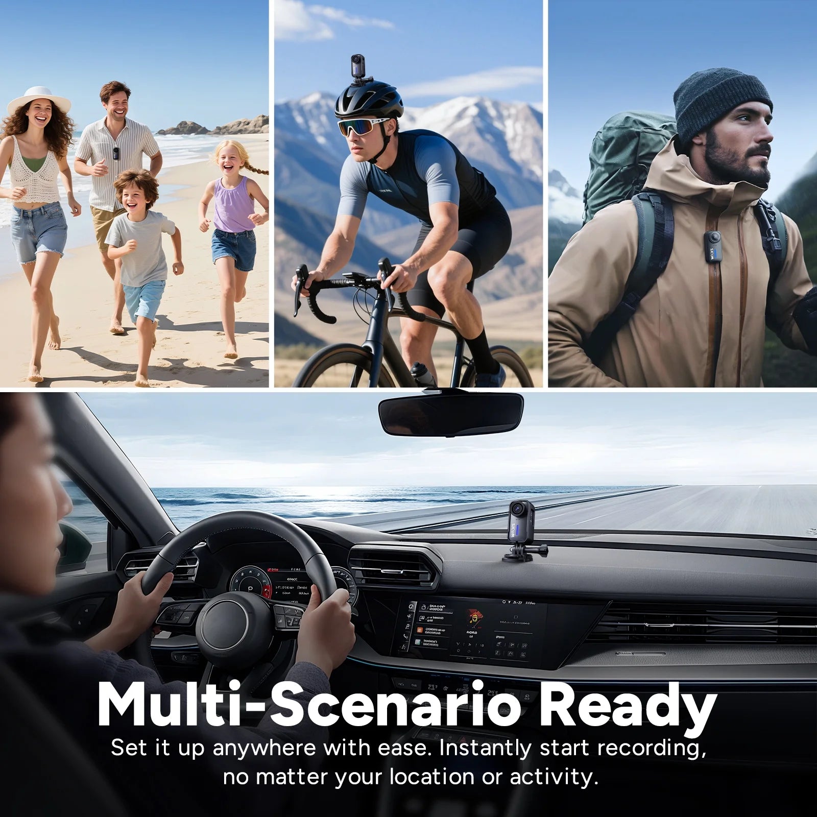 SJCAM C110+ 4K Action Camera with 6-Axis EIS, 170° Wide Angle, Magnetic Mount, Waterproof 30M, Body Camera for Vlogging, Helmet/Chest Mount Kit, Built-in Mic & WiFi, 20MP Photos (Black)
