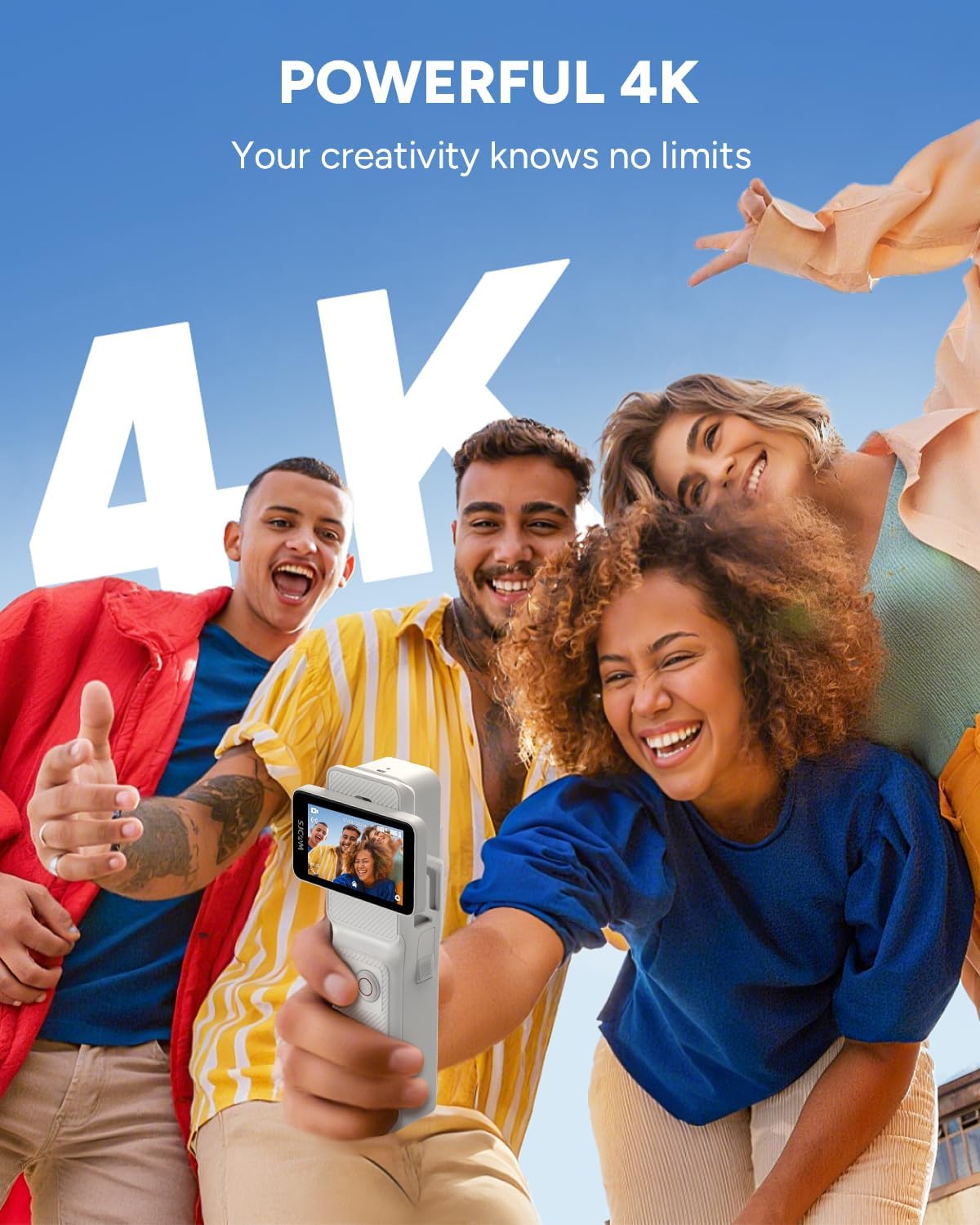 SJCAM C400 3 in 1 Vlogging Camera Combo, 4K Pocket Handheld Camera, 7H Power, 6-Axis Stabilization Action Camera, 2.29''Touch Screen, Waterproof Body Cam for Travel Vlog and YouTube Live Streaming