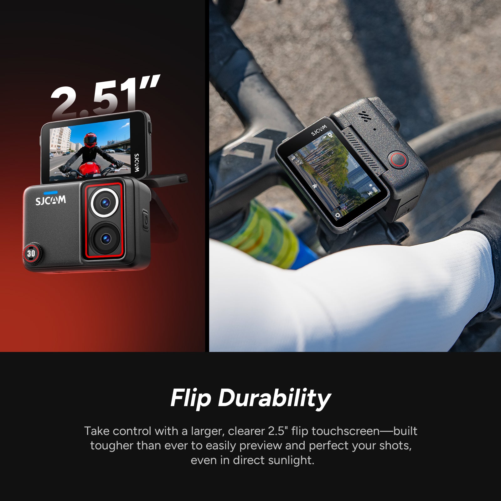 SJCAM SJ30 8K Dual Lens Action Camera, Day Night Dual Lens, Voice Control, Lossless Vertical Video, Horizon Lock, 2.51" Flip Screen,Waterproof Sports Camera for Vlog Diving Skiing