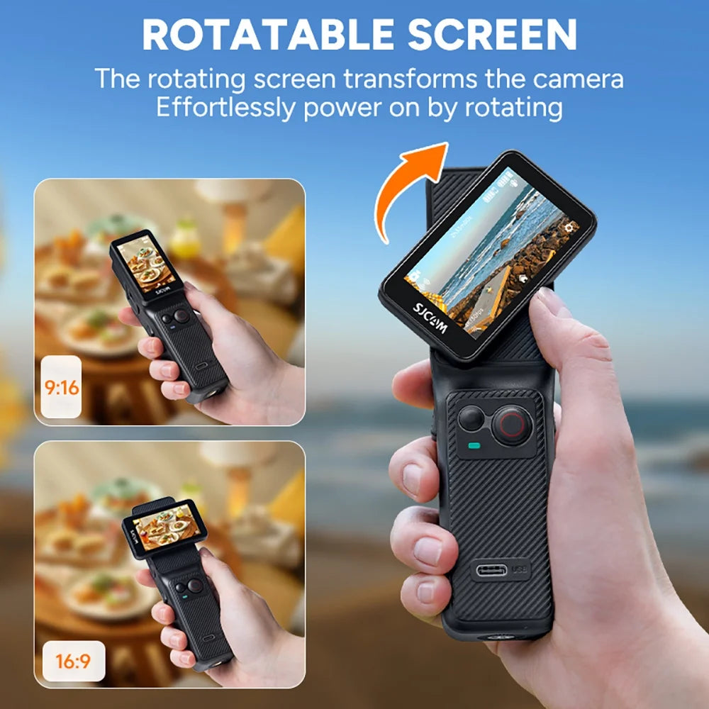SJCAM C400 4K Action Camera with Rotatable Touch Screen - 7H Battery, 6-Axis Stabilization, 30M Waterproof Body Cam for Vlogging, Live Streaming & Sports - Ultra HD Pocket POV Camera