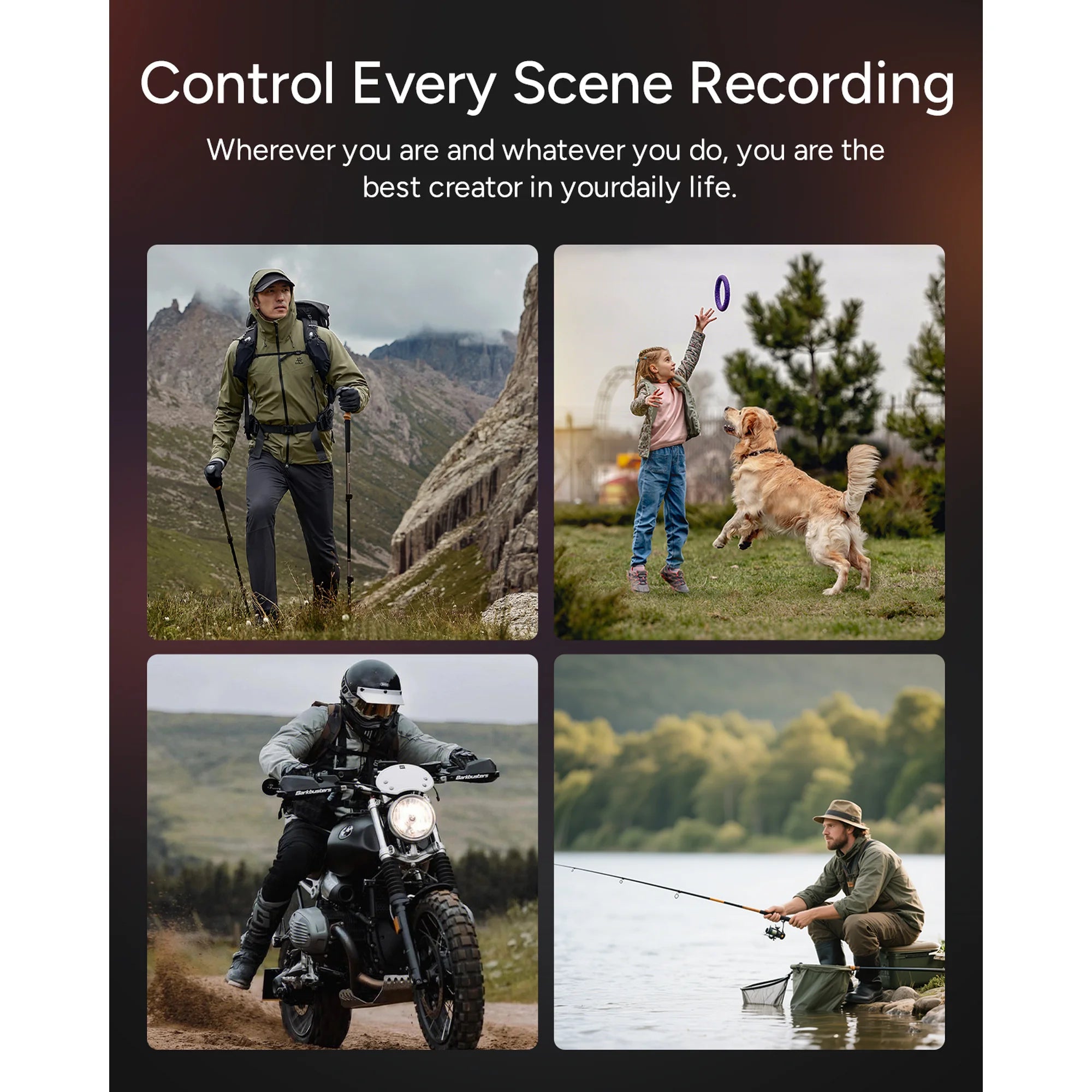 SJCAM SJ20 SUPERNIGHT 4K Dual Lens Action Camera, 6-Axis Gyro Stabilization, F1.3/F2.0 Aperture, 154° FOV, 8H Power Selfie Stick, Low Light HDR, 8X Zoom, Waterproof 30M for Motorcycling/Travel