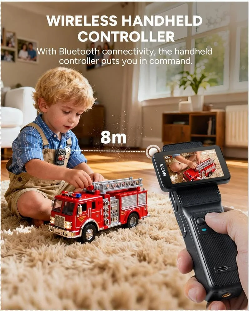 SJCAM C400 3 in 1 Vlogging Camera Combo, 4K Pocket Handheld Camera, 7H Power, 6-Axis Stabilization Action Camera, 2.29''Touch Screen, Waterproof Body Cam for Travel Vlog and YouTube Live Streaming