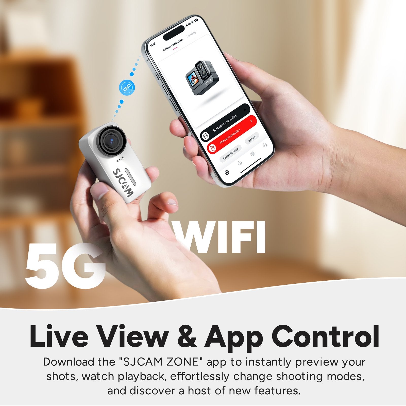 SJCAM C110+ 4K Action Camera with 6-Axis EIS, 170° Wide Angle, Magnetic Mount, Waterproof 30M, Body Camera for Vlogging, Helmet/Chest Mount Kit, Built-in Mic & WiFi, 20MP Photos (White)