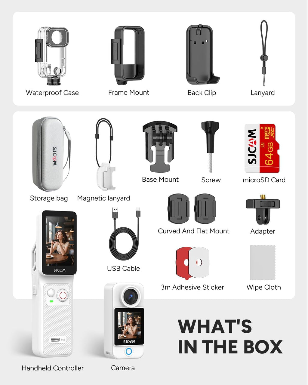 SJCAM C400 3 in 1 Vlogging Camera Combo, 4K Pocket Handheld Camera, 7H Power, 6-Axis Stabilization Action Camera, 2.29''Touch Screen, Waterproof Body Cam for Travel Vlog and YouTube Live Streaming