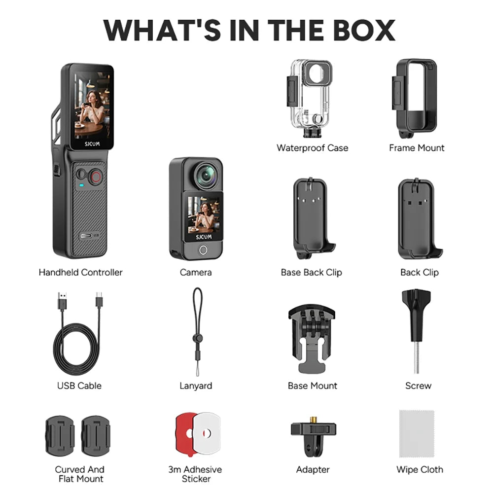 SJCAM C400 4K Action Camera with Rotatable Touch Screen - 7H Battery, 6-Axis Stabilization, 30M Waterproof Body Cam for Vlogging, Live Streaming & Sports - Ultra HD Pocket POV Camera