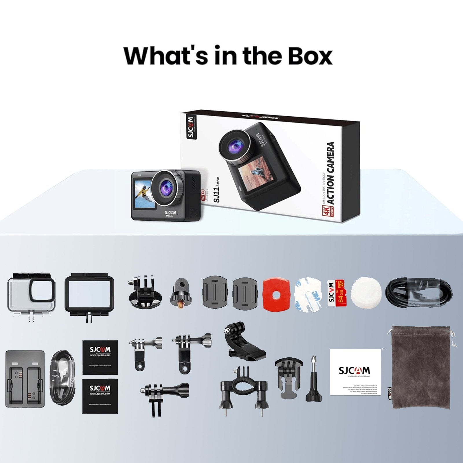SJCAM SJ11 4K Action Camera with OIS+EIS Stabilization - 98FT Waterproof Underwater Camera for Motorcycle, Helmet, Sports - 5G WiFi, Remote Control, Ultra Wide Angle, Active HDR