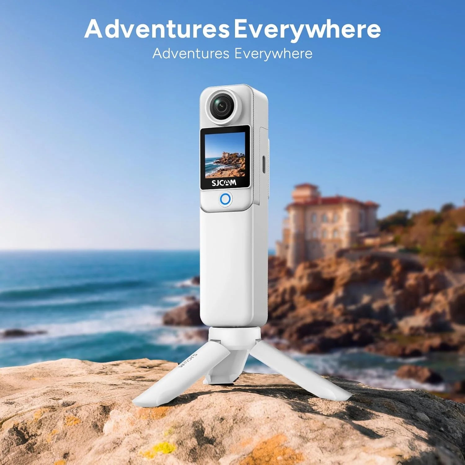 SJCAM C300 Vlogging Combo, 4K Pocket Action Camera,7Hour Power,6-Axis Stabilization,Dual-Touch Screen 154° Wide FOV Video Body Camera,Waterproof,for Vlogging YouTube Creators,White
