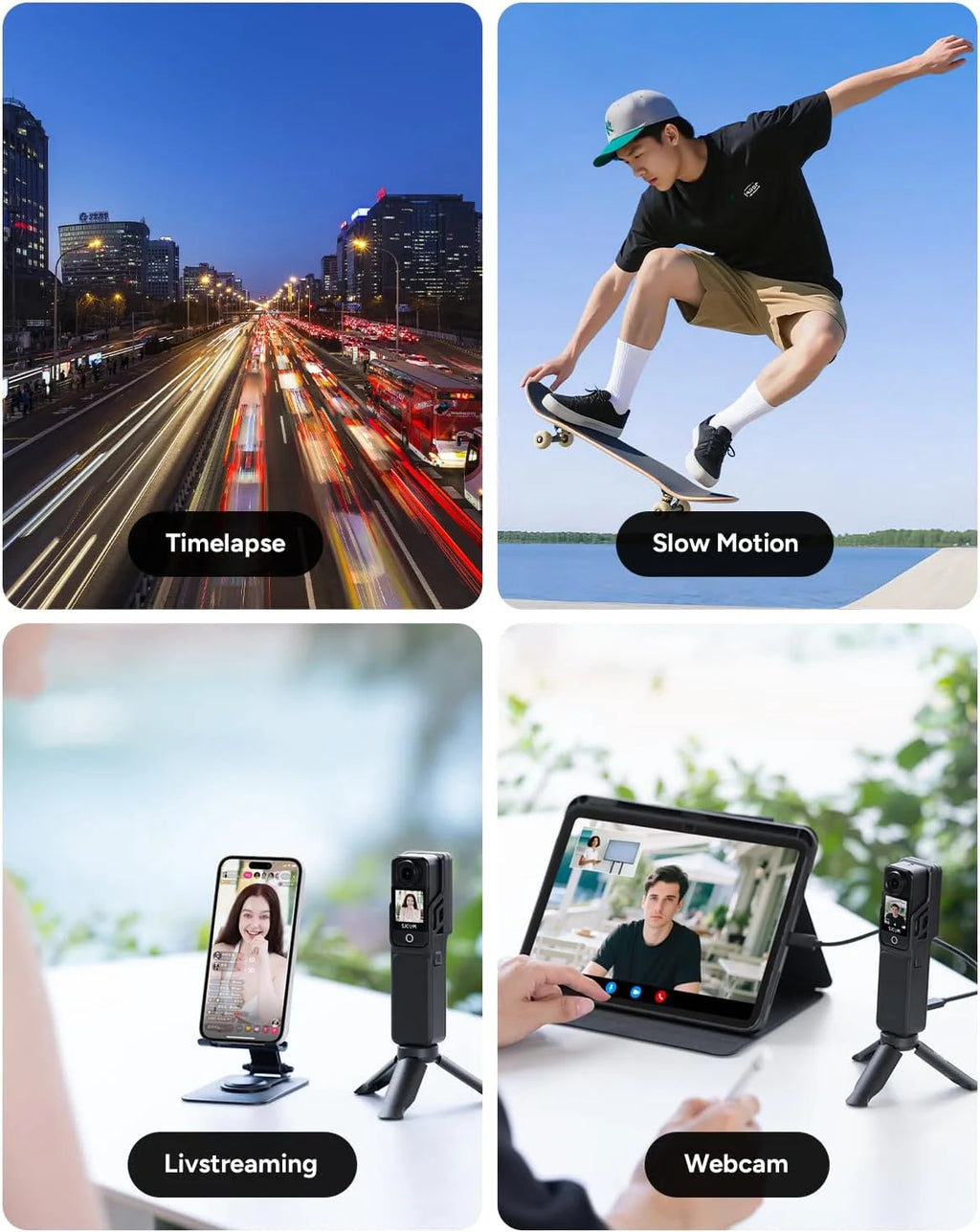 SJCAM C400 3 in 1 Vlogging Camera Combo, 4K Pocket Handheld Camera, 7H Power, 6-Axis Stabilization Action Camera, 2.29''Touch Screen, Waterproof Body Cam for Travel Vlog and YouTube Live Streaming