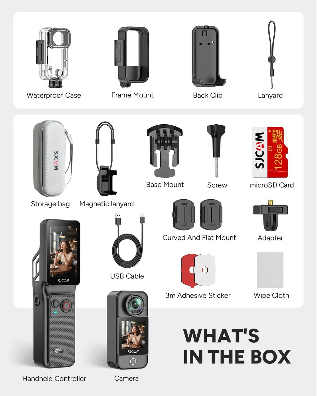 SJCAM C400 3 in 1 Vlogging Camera Combo, 4K Pocket Handheld Camera, 7H Power, 6-Axis Stabilization Action Camera, 2.29''Touch Screen, Waterproof Body Cam for Travel Vlog and YouTube Live Streaming