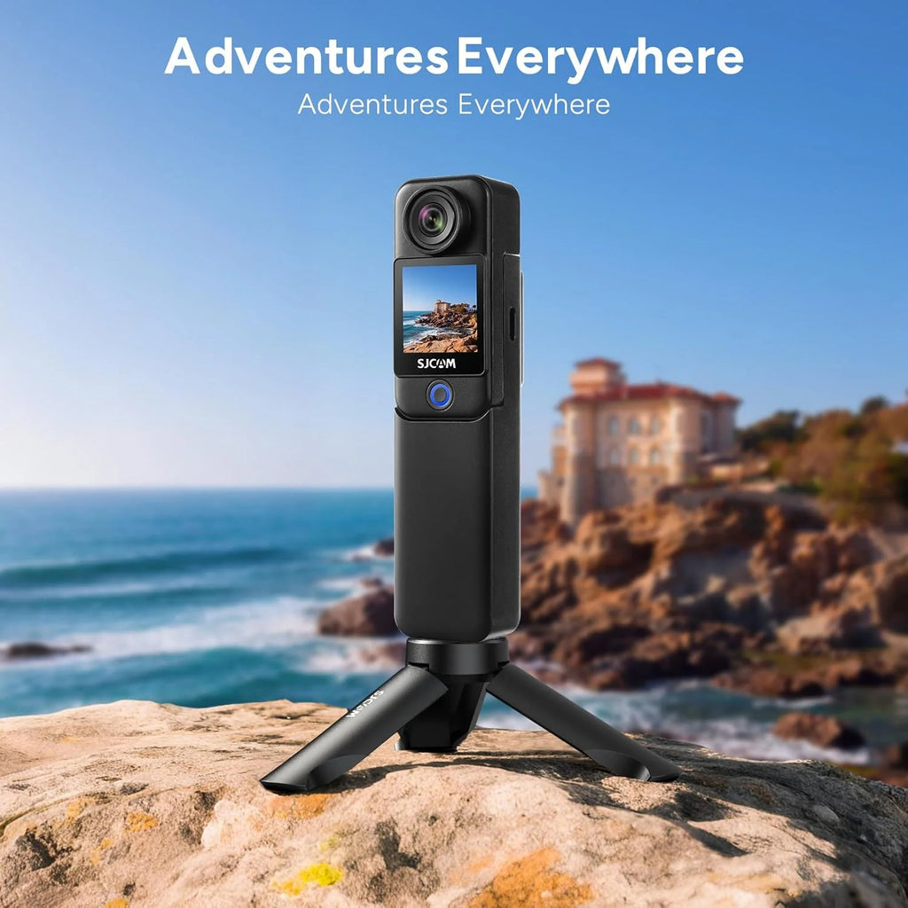 SJCAM C300 Vlogging Combo, 4K Pocket Action Camera,7Hour Power,6-Axis Stabilization,Dual-Touch Screen 154° Wide FOV Video Body Camera,Waterproof,for Vlogging YouTube Creators,Black